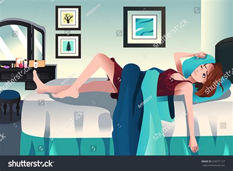 A Vector Illustration Of Young Girl Trying To Sleep 254571127 Shutterstock