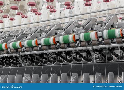 Spools Of Thread At A Textile Factory Stock Image Image Of Machine