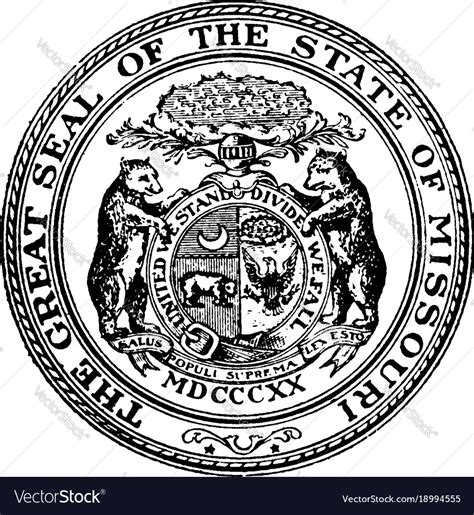 The Great Seal Of The State Of Missouri Vintage Vector Image