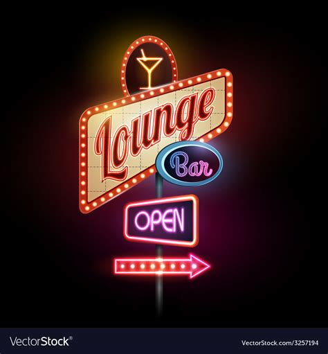 Neon Sign Lounge Bar Royalty Free Vector Image