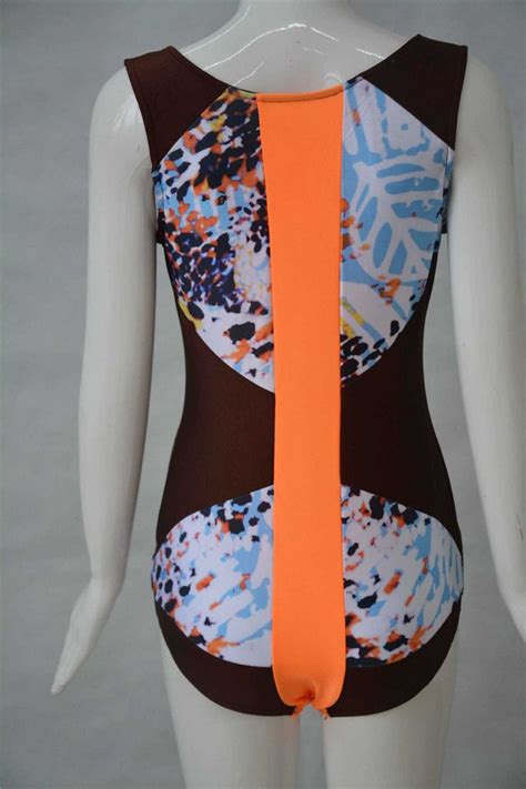 2021 Hottest Swimwear Bandage Bodycon Jumpsuits Brown Print Patchwork
