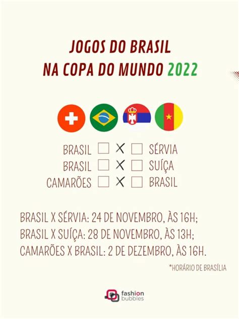 Quais Horários Dos Jogos Do Brasil Na Copa Do Mundo 2022 Calendário De