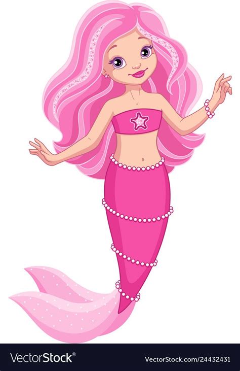 Beautiful Pink Mermaid Royalty Free Vector Image Mermaid Vector