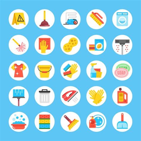 Household Supplies Icons Set Cleaning Flat Icons Material Design
