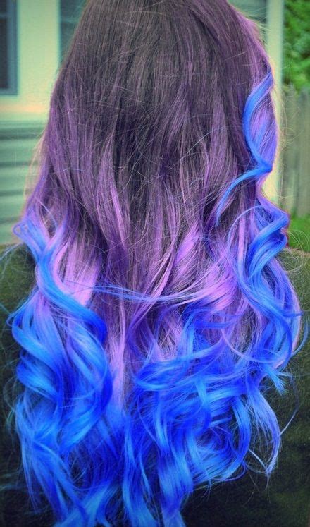 Shop for permanent black hair dye online at target. Black hair fading into light purple with medium blue curls ...