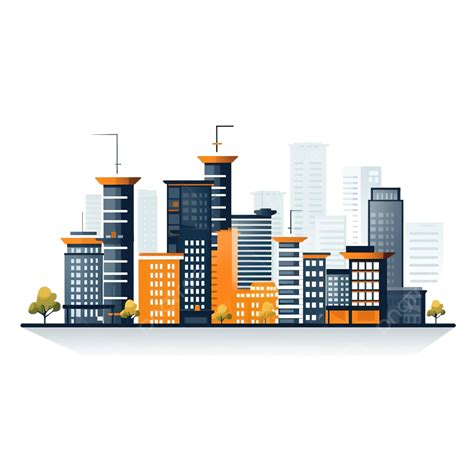 High Rise Buildings Illustration In Minimal Style Building Object