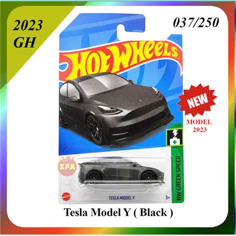 Hot Wheels Tesla Diecast Cars Tesla Model Y Black 2023 Hw Green Speed