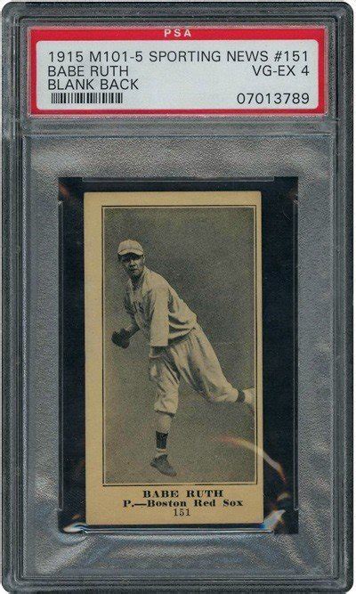 Sporting News Back Only Avail Babe Ruth 1916 M101 5 151 Reprint Baseball Card Sports