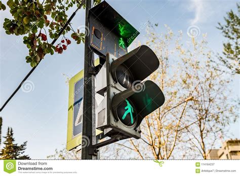 Traffic Lights Green Color Walking Man Stock Image Image Of Beacon