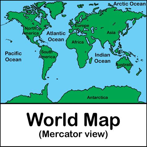 Clip Art World Map 01 Color Labeled Abcteach