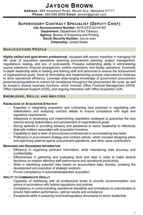 Contract Specialist Resume Template Business