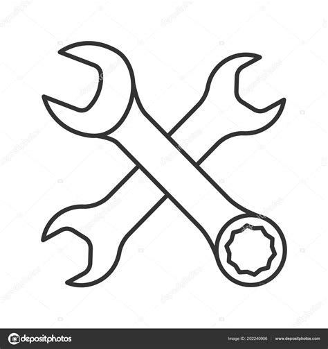 Crossed Wrenches Linear Icon Thin Line Illustration Double Open Ended