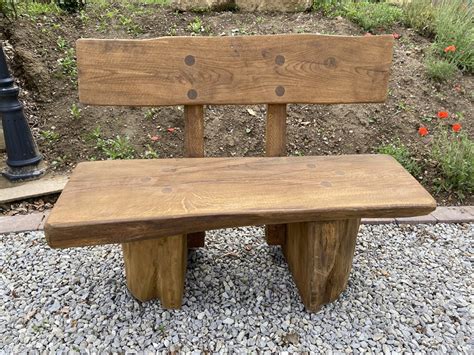 15m Sraight Solid Oak Rustic Garden Bench