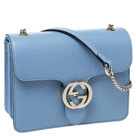 Gucci Light Blue Leather Interlocking G Shoulder Bag Gucci Tlc