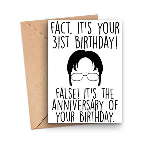 Funny 31st Birthday Card Dwight Schrute Funny Birthday Card Etsy