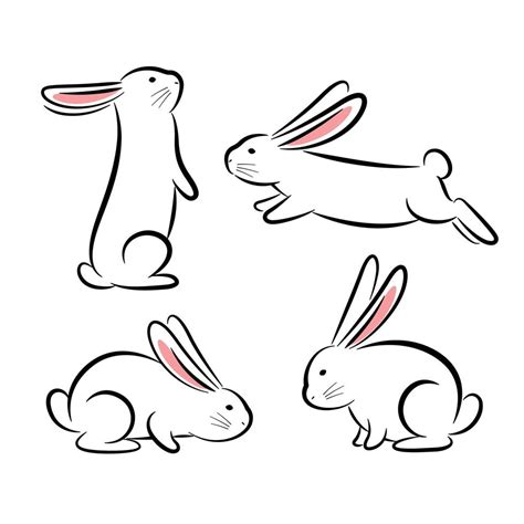 Conjunto De Lindos Conejos De Dibujos Animados Vector 6862823 Vector