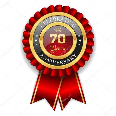 Gold 70 Years Anniversary Badge — Stock Vector © Newartgraphics 58186413