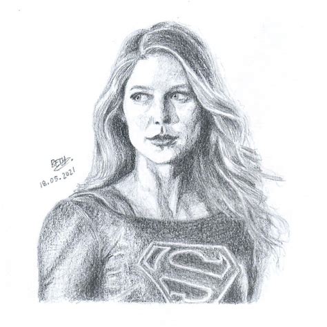 Artstation Supergirl Character Portrait Drawing
