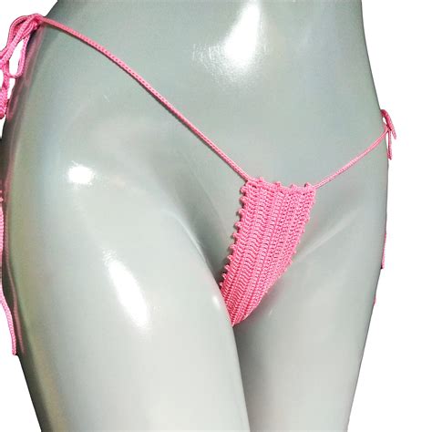 Buy Extreme Micro Bikini Bottom French Rose Color Crochet Micro Thong Bikini Bottoms G String