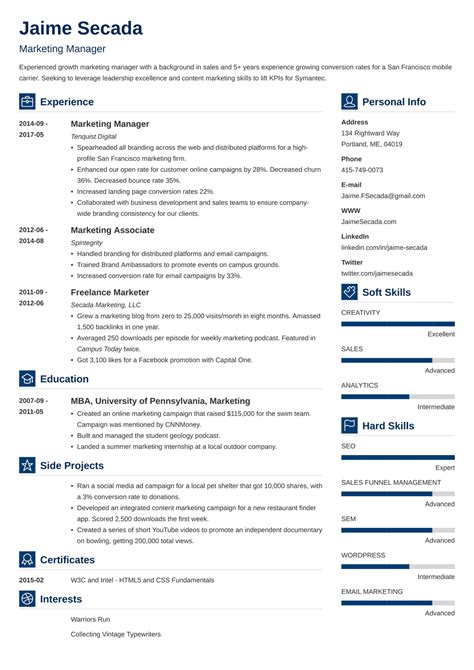 Marketing Manager Resume Examples Template And Guide