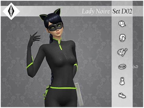 Aleniksimmers Lady Noire Setd02 Sims 4 Ladybug Sims 4 Black Hair