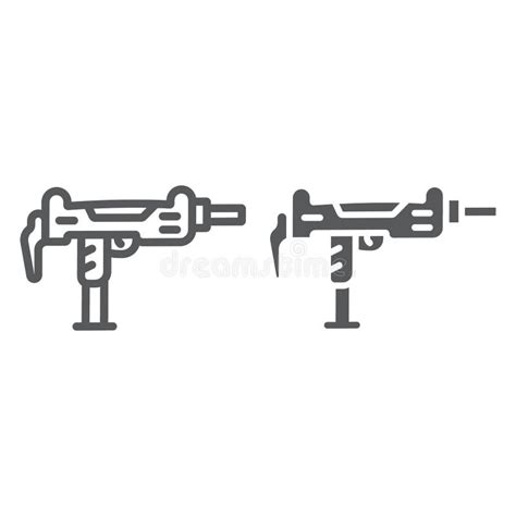 Uzi Gun Line And Glyph Icon Army And Military Gun Machine Sign