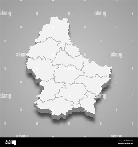 3d Karte Von Luxemburg Mit Grenzen Von Regionen Stock Vektorgrafik Alamy