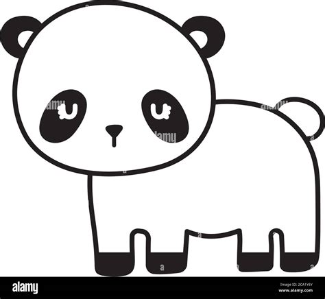 Cute Panda Bear Cartoon Line Style Icon Design Animal Zoo Life Nature