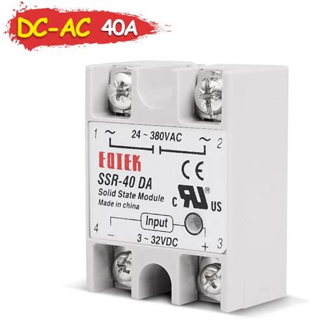 Industrial 40a Dc Ac Singh Phase Ssr Solid State Relay Ssr 40da Input 3