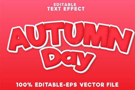 Editable Text Effect Autumn Day With Simple Modern Style Stock Vector