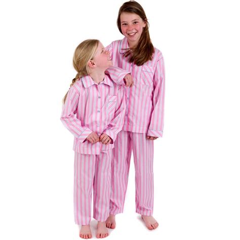 Girls Pyjamas In Fine Cotton Candy Stripe The Pyjama House