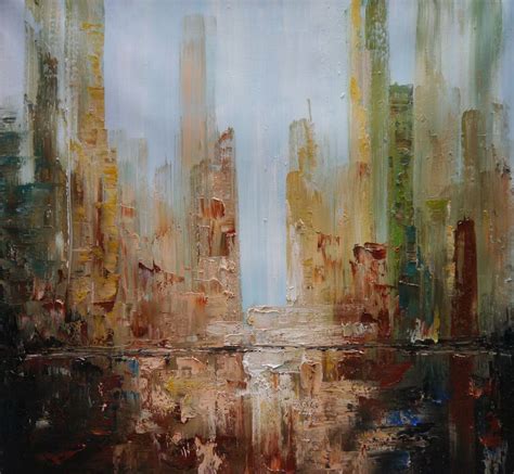 Skyscrapers New York City Abstract Painting Buildings Skyline Modern