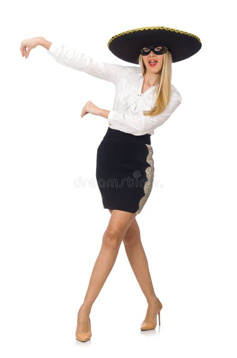 Woman Wearing Sombrero Isolated On The White Stock Photo Image Of