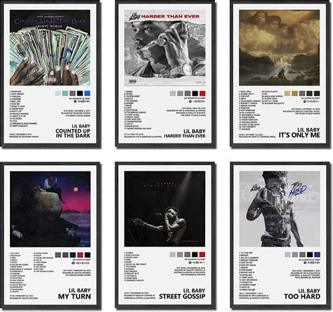 Lil Baby Canvas Poster Set Of 6 Counted Up In The Dark Poster Harder