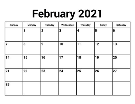 Free february 2021 printable monthly calendar wall. Printable February 2021 Calendar - Zhudamodel
