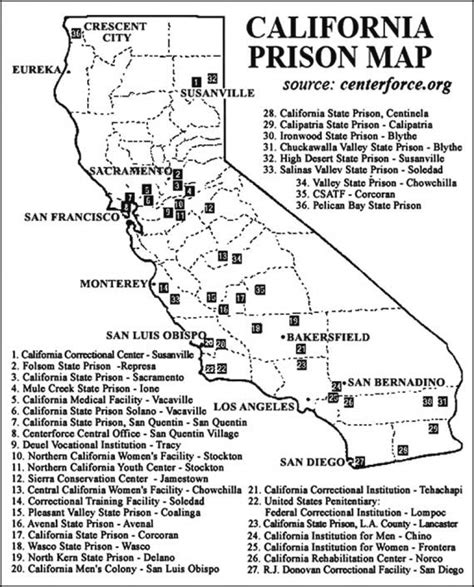 California State Prisons Map Printable Map