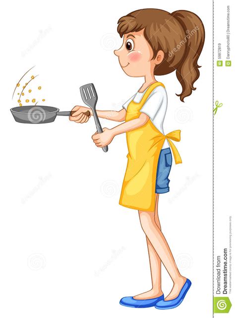 Woman Wearing Apron Cooking Stock Vector Illustration Of