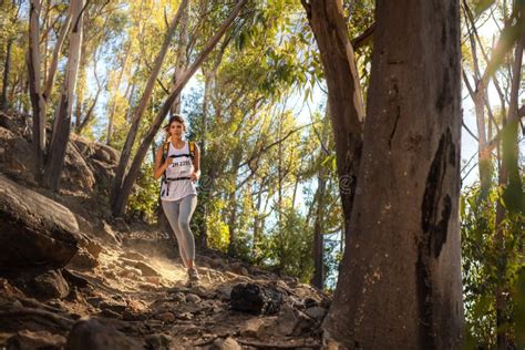 Fit Trail Runner In Mountain Trail Marathon Stock Photo Image Of