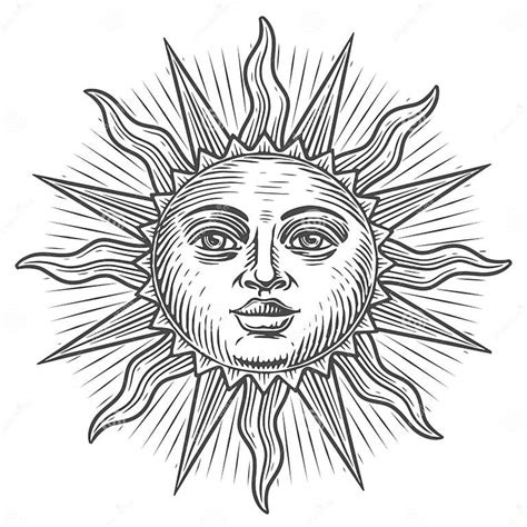 Boho Sun With Face Astrology Solar Symbol Esoteric And Occult Magic