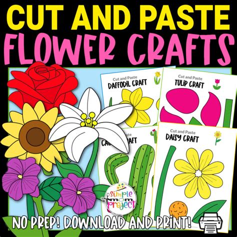 Flower Cut And Paste Craft Templates Simple Mom Project Store