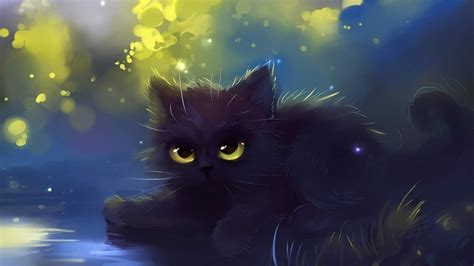 Cute Black Cat Painting Wallpaper 1920×1080 Gogambar