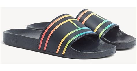 Tommy Hilfiger Pride Slides In Blue For Men Lyst