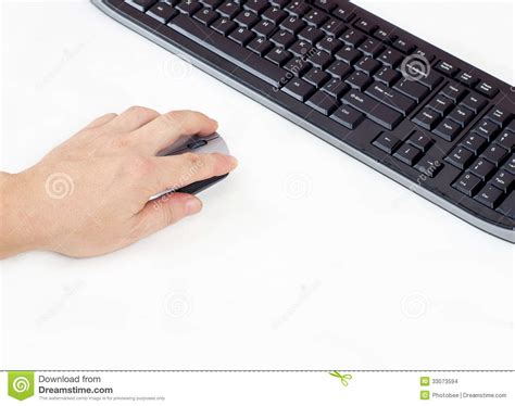 By lifting your wrist off the desk you will use your whole arm to move the mouse, which will reduce the risk of you straining the nerve in your wrist and developing carpal tunnel. Hand Holding Computer Mouse Stock Photo - Image of data ...