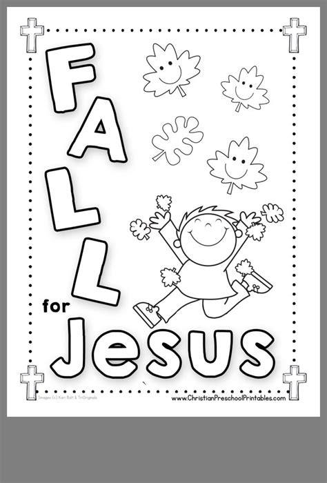 Fall For Jesus Printable Coloring Page With Leaves Fall Sunday School