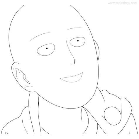 One Punch Man Coloring Pages Saitama Line Drawing
