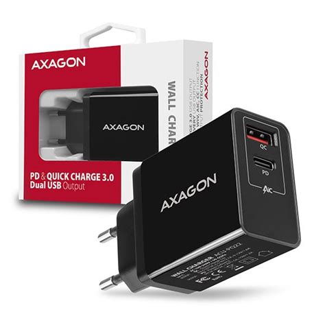 Axagon Acu Pq22 Wall Charger Pd And Quick Charge 30 Dual Usb Output 22w Black Iwayhu
