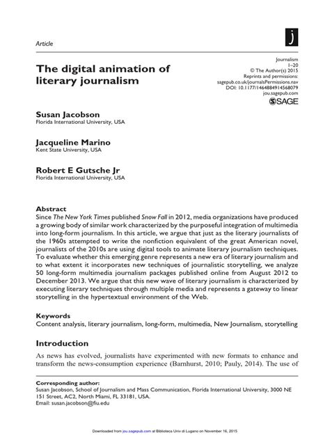 Literary Journalism  PDF  Journalism  Narration