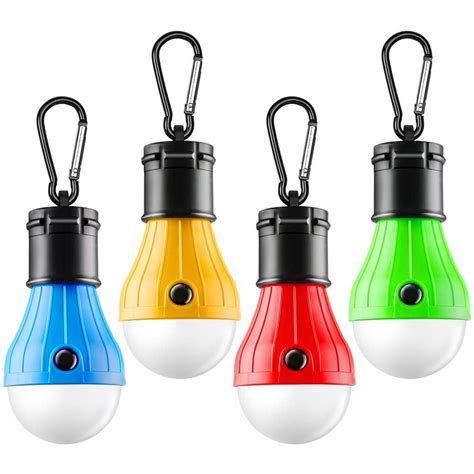 4 Packs Led Camping Light Bulbs Tent Lamp With Clip Hook Portable