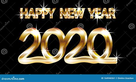 Happy New Year One Piece Pure Gold 3d Inskription 2020 Illustration