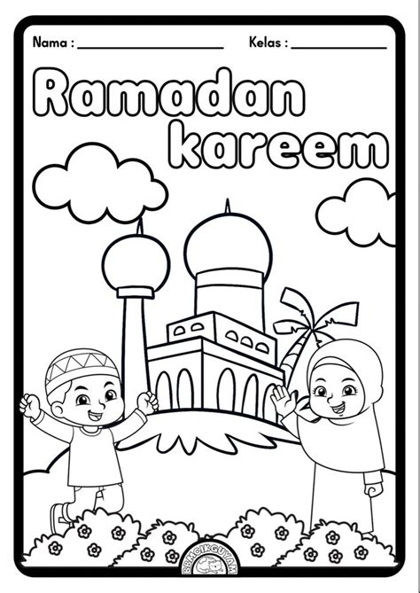 Colouring Ramadan Theme Materi Guru Kartu Flash Buku Pelajaran